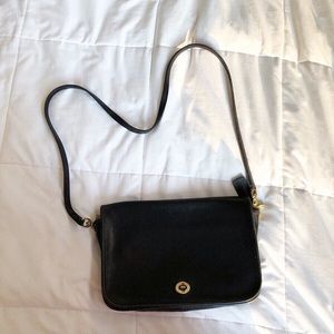 Vintage Black Leather Coach Bag